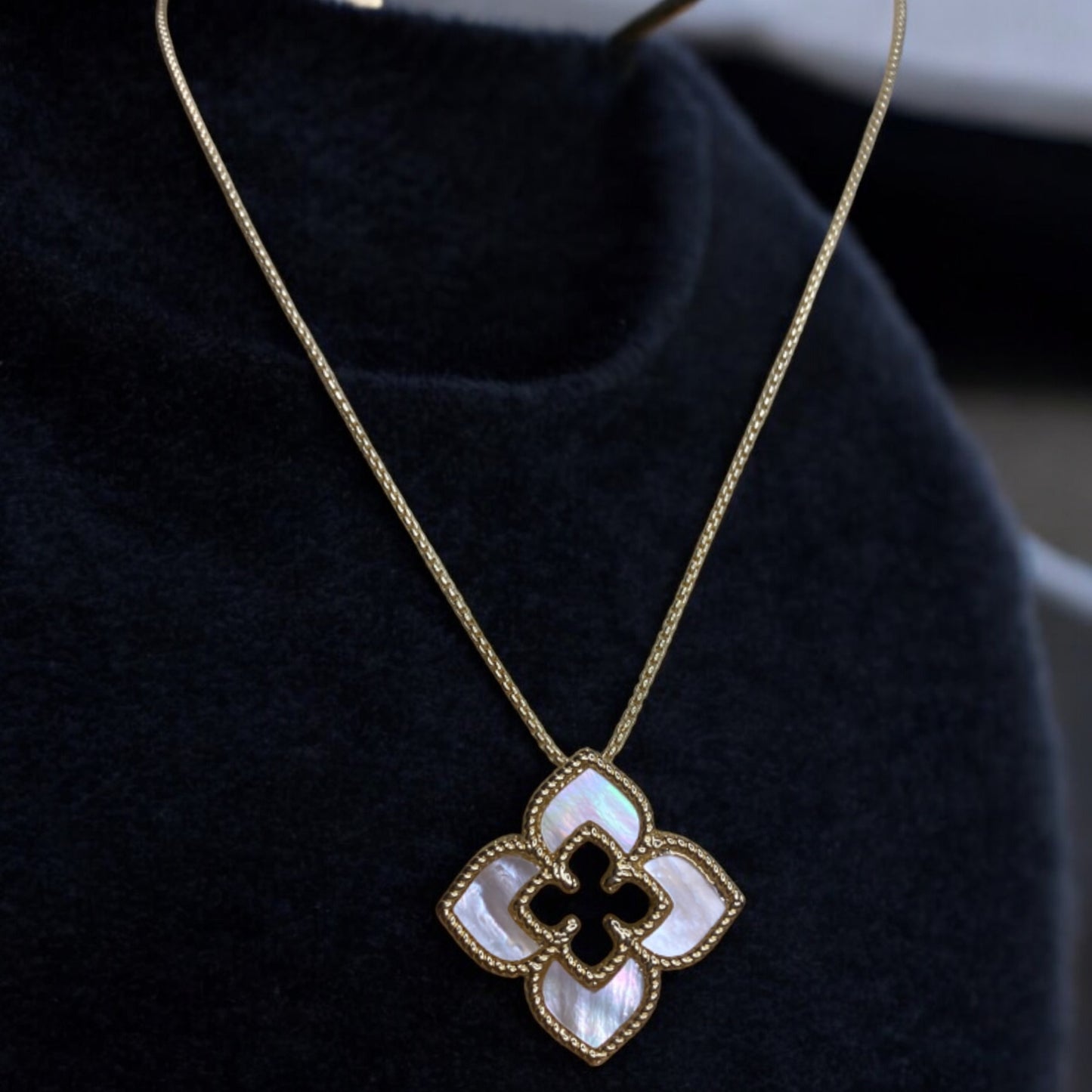 Gold Pointed Clover Pendant Necklace