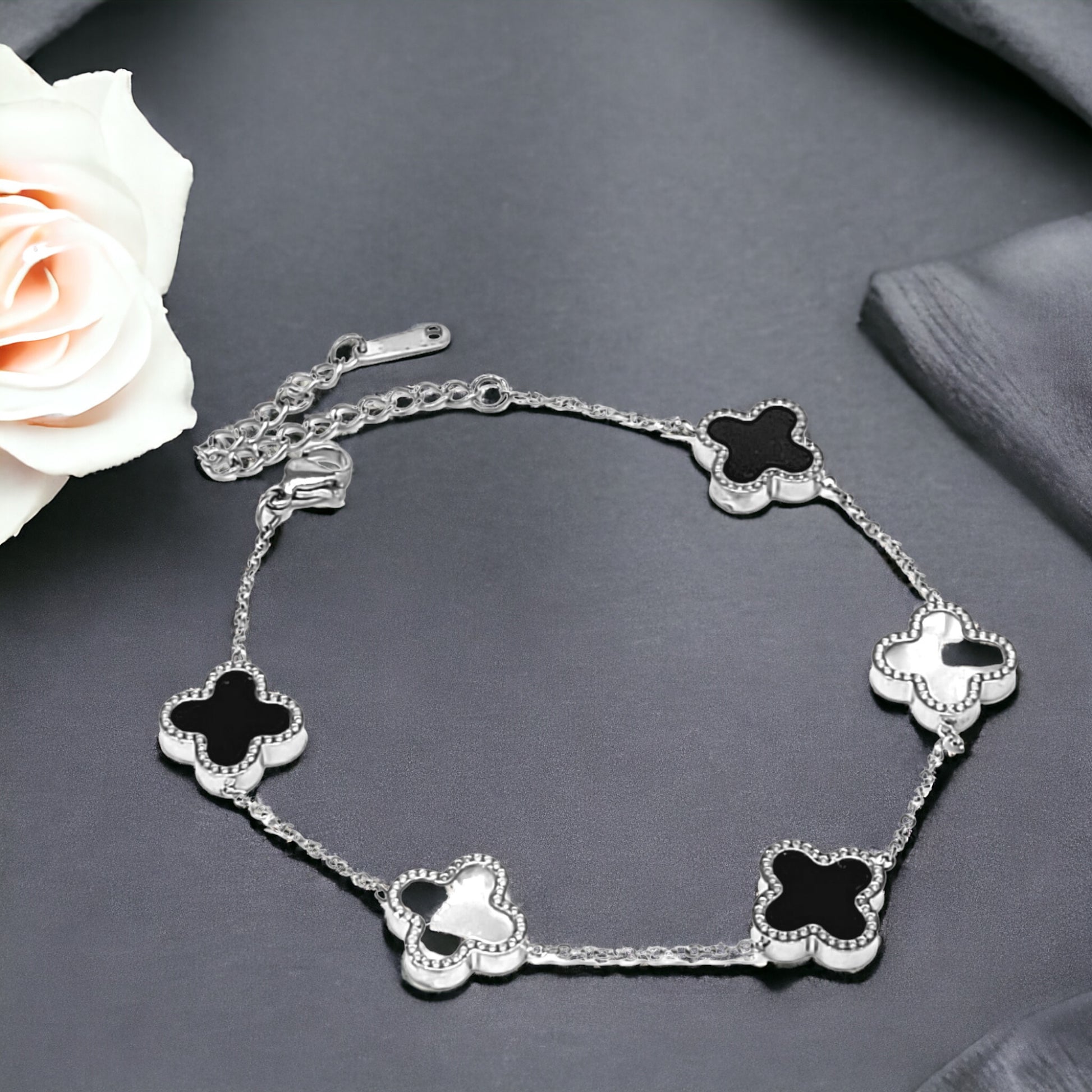 Silver Stainless Steel 5 Clover Bracelet - Marisa's Shopping Network 