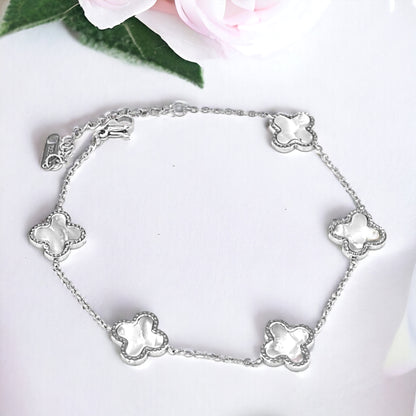 Silver Stainless Steel 5 Clover Bracelet - Marisa's Shopping Network 