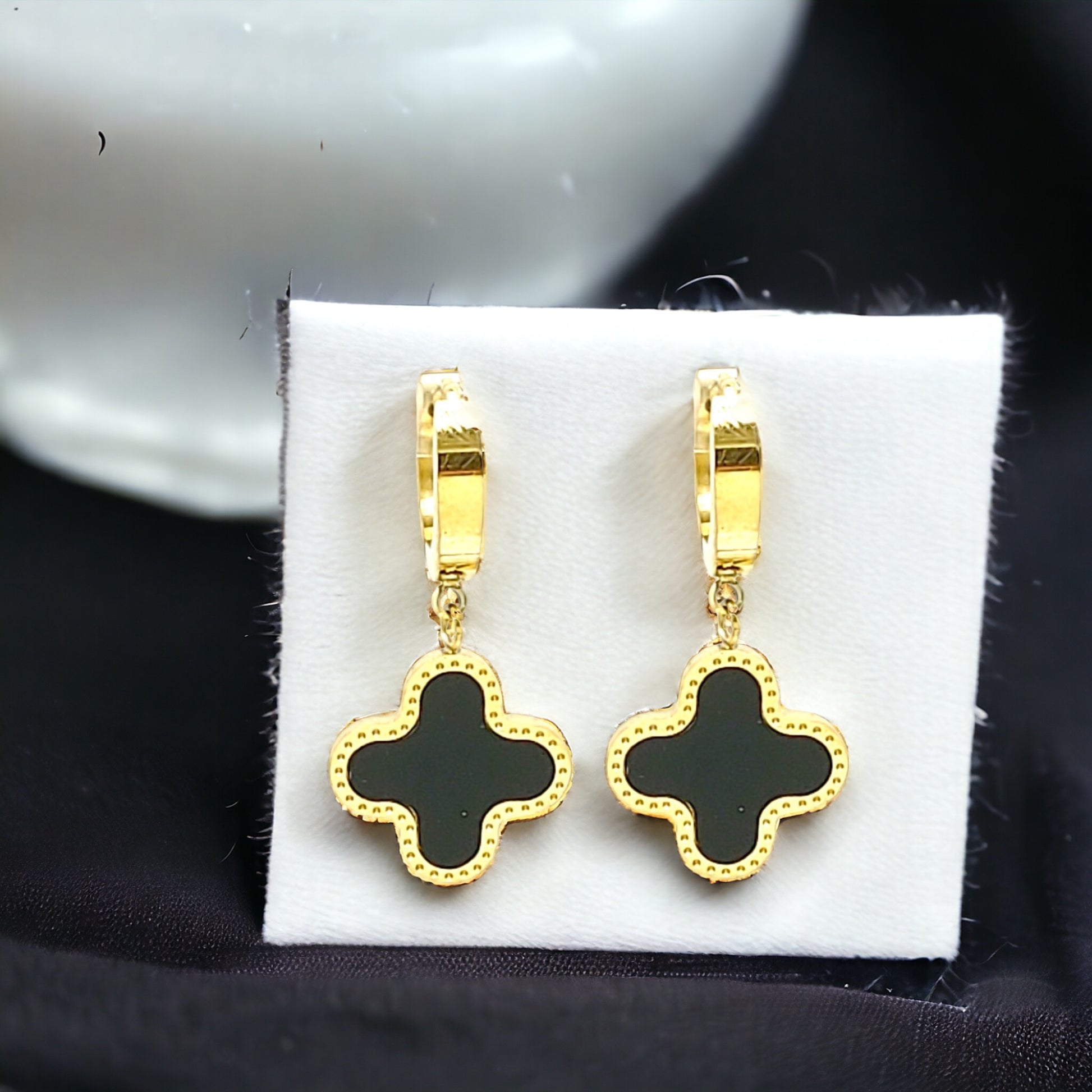 Gold Colored Clover Drop Earrings - Marisa's Shopping Network 
