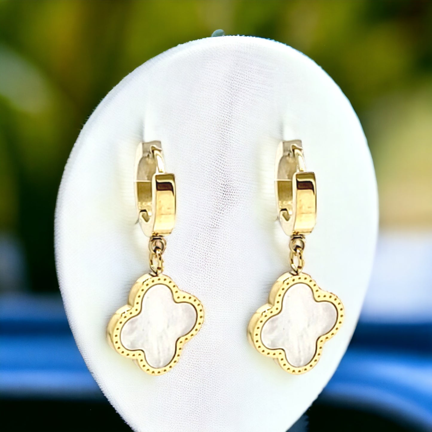Gold Colored Clover Drop Earrings - Marisa's Shopping Network 