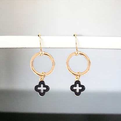 Gold Hoop & Clover Earrings - Marisa's Shopping Network 