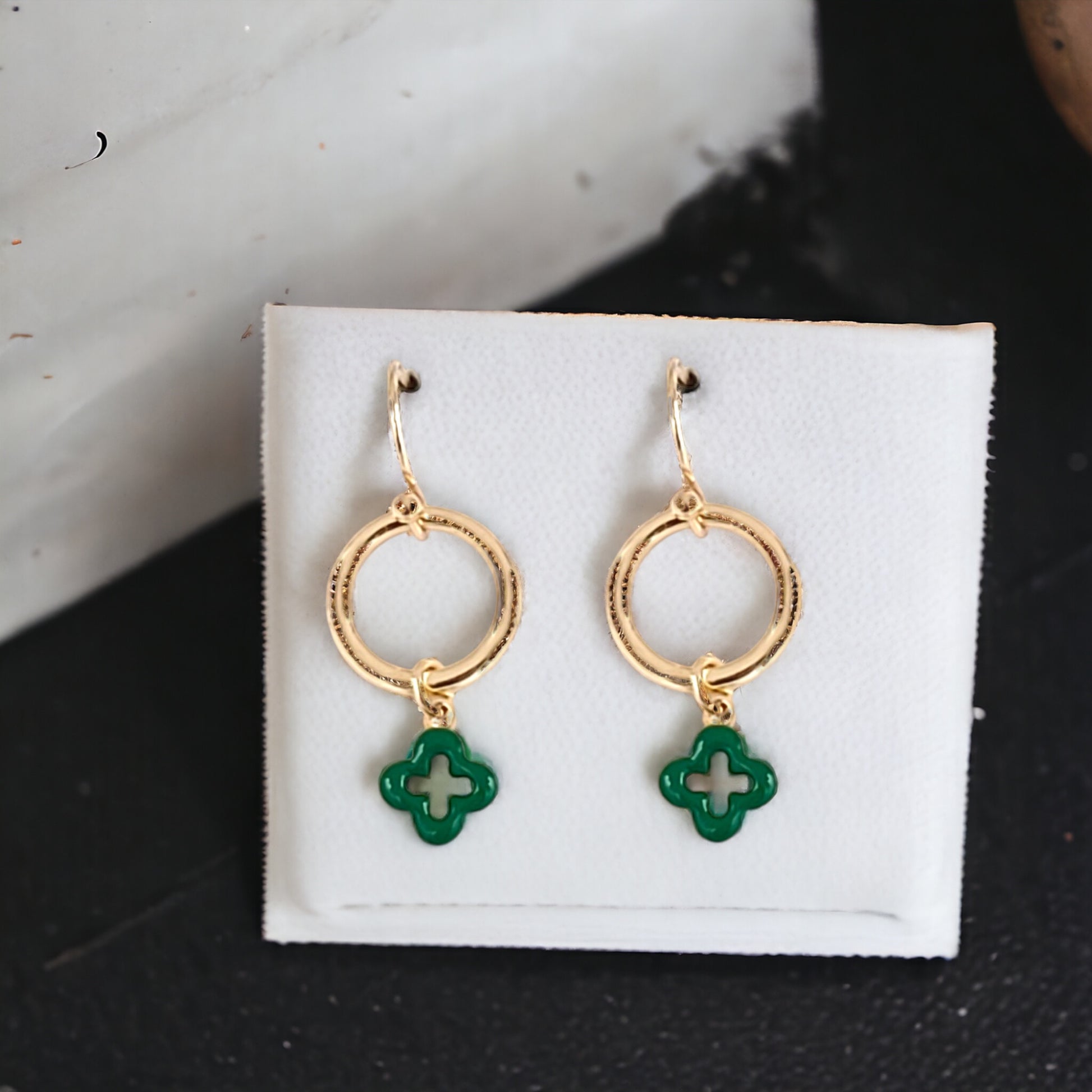 Gold Hoop & Clover Earrings - Marisa's Shopping Network 