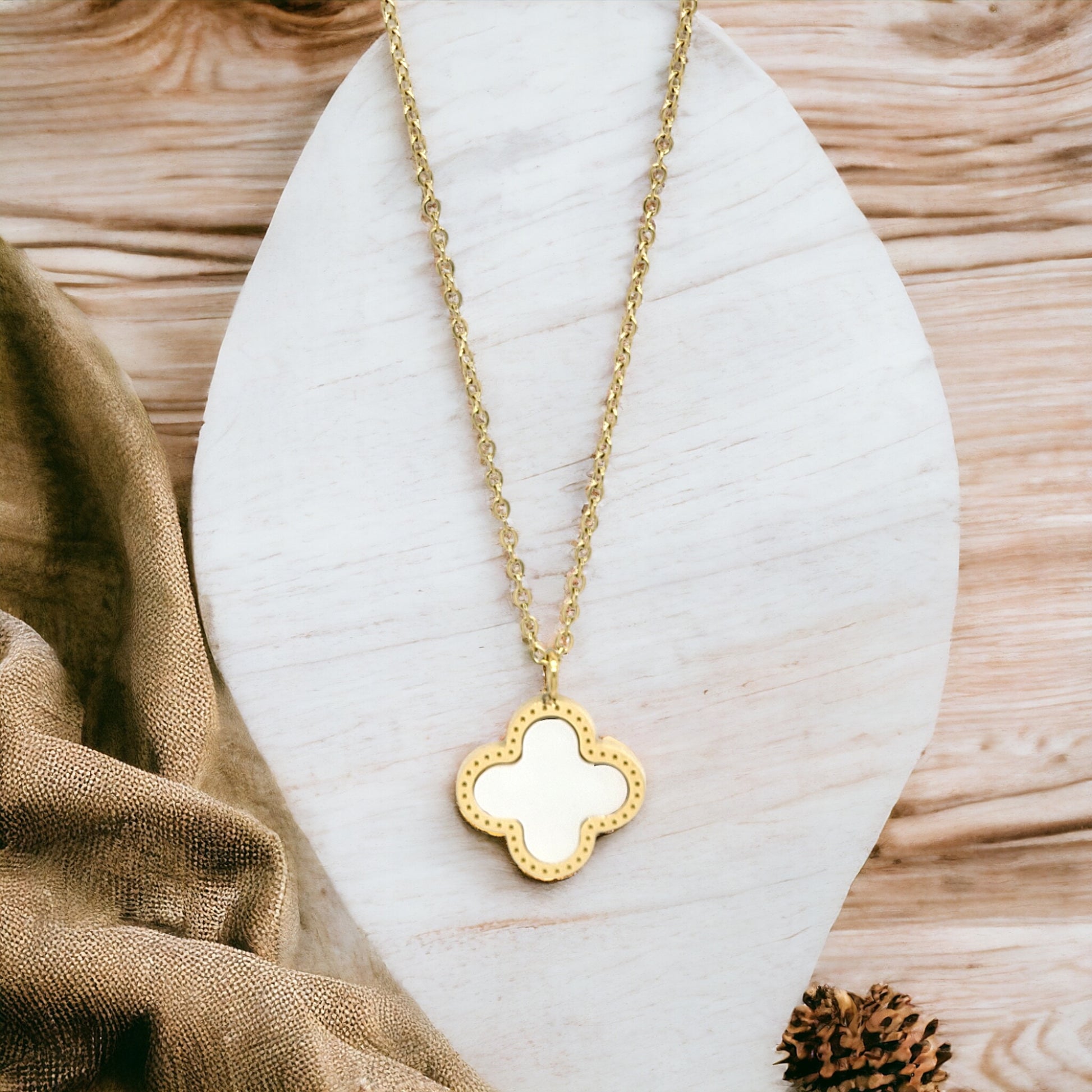 Gold Colored Clover Pendant Necklace - Marisa's Shopping Network 