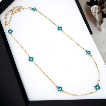 16" Gold Epoxy Hollow Clover Necklace - Marisa's Shopping Network 
