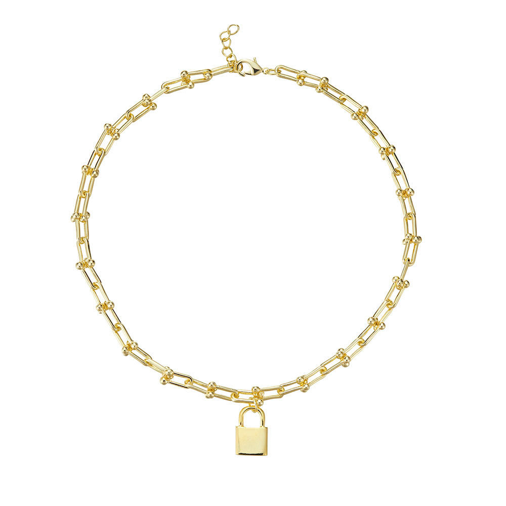 18" Hardware Link Necklace with Padlock