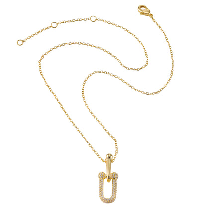 16" CZ Hardware Pendant Necklace in Gold or Silver