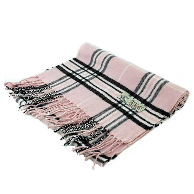 Pink Cashmere Plaid Scarf