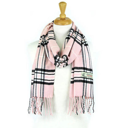 Pink Cashmere Plaid Scarf