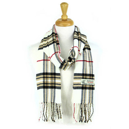 White Cashmere Plaid Scarf