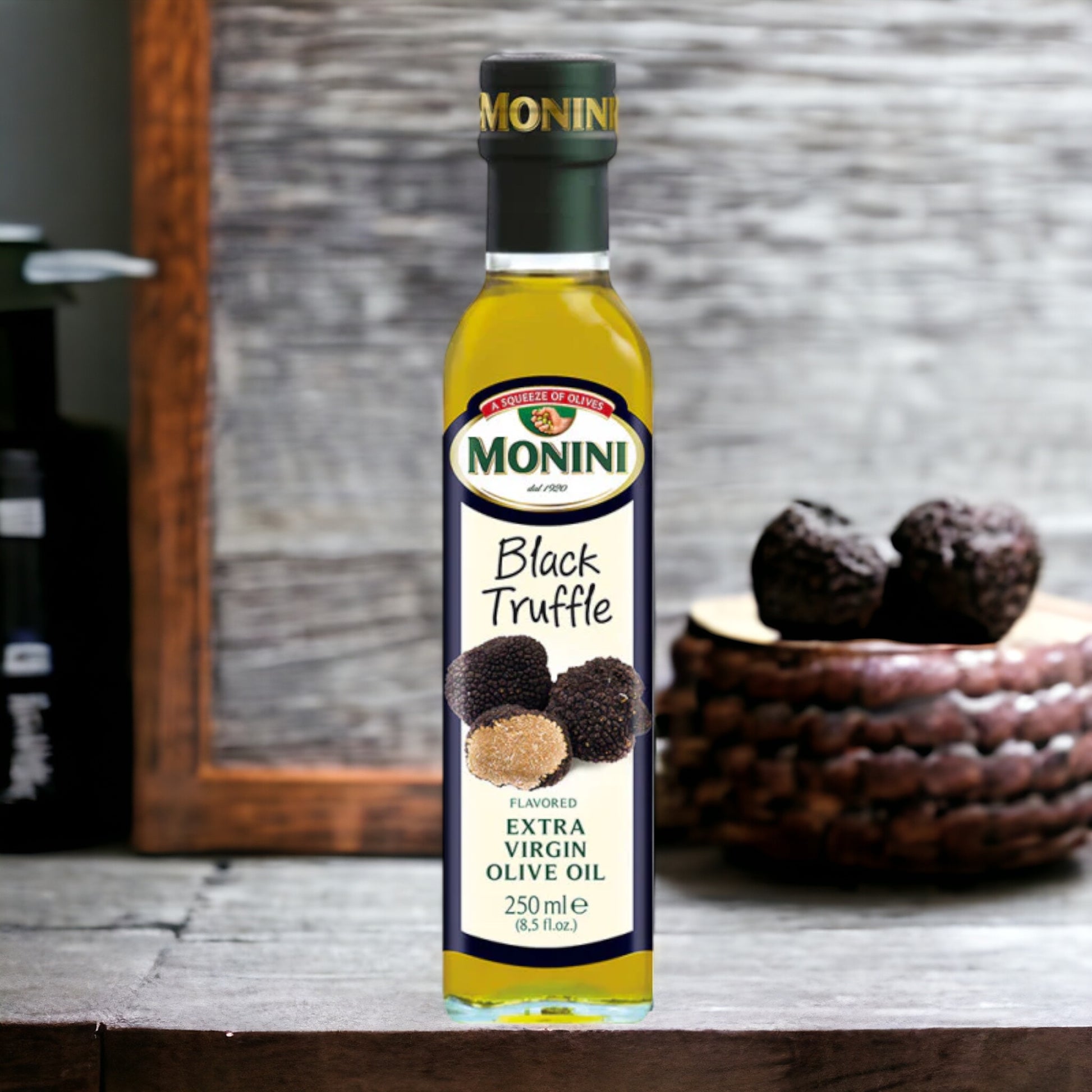 Monini Black Truffle Flavored Extra Virgin Olive Oil 250ml - Marisa's Shopping Network 