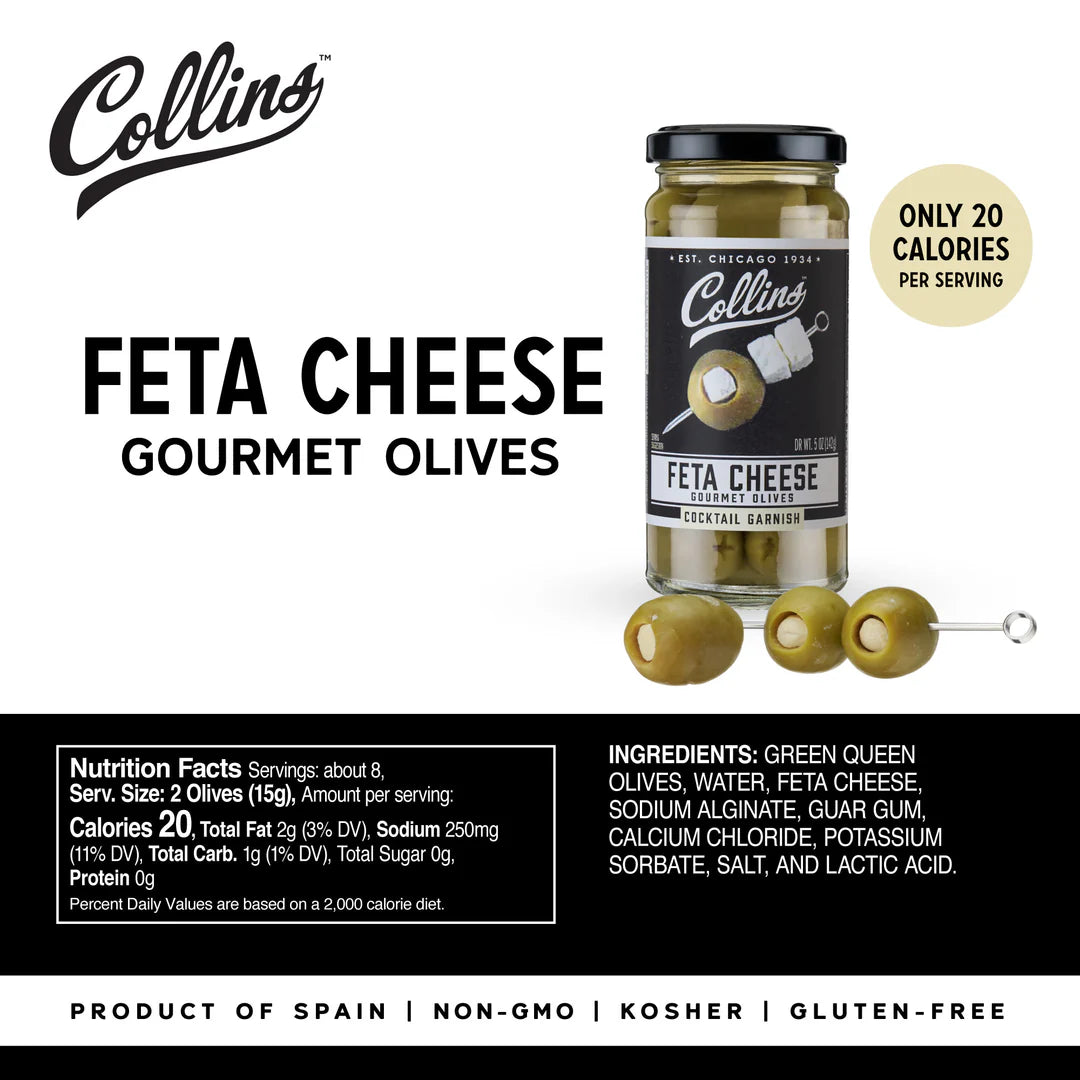 Collins Gourmet Feta Cheese Stuffed Cocktail Olives