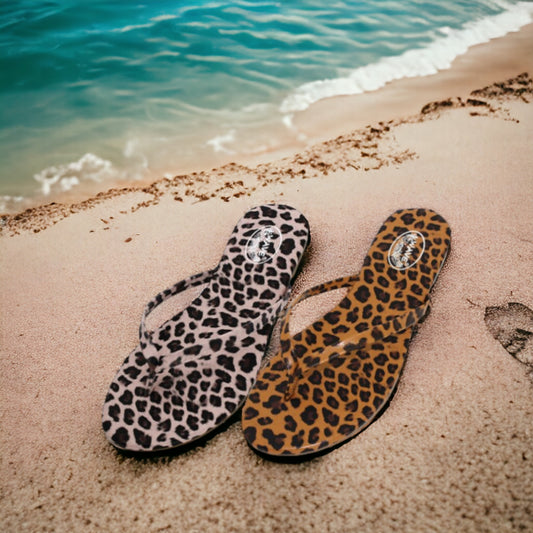 Ladies Leopard Print Flip Flops - Marisa's Shopping Network 