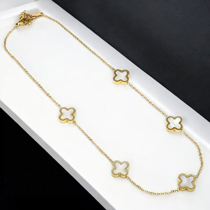 16" Gold Stainless Steel Clover Necklace