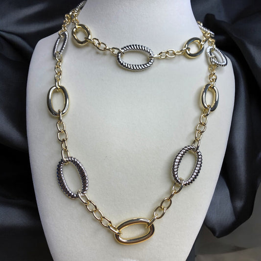 Two Tone Oval Chainlink Necklace