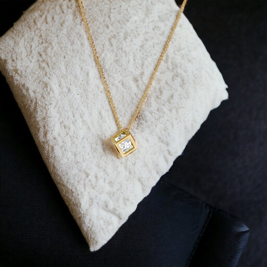 CZ Cube Necklace - Marisa's Shopping Network 