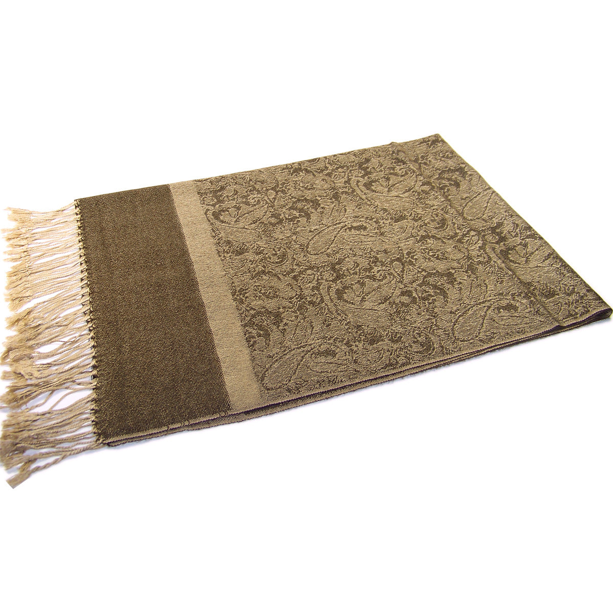 Tan Brown Paisley Pashmina Scarves