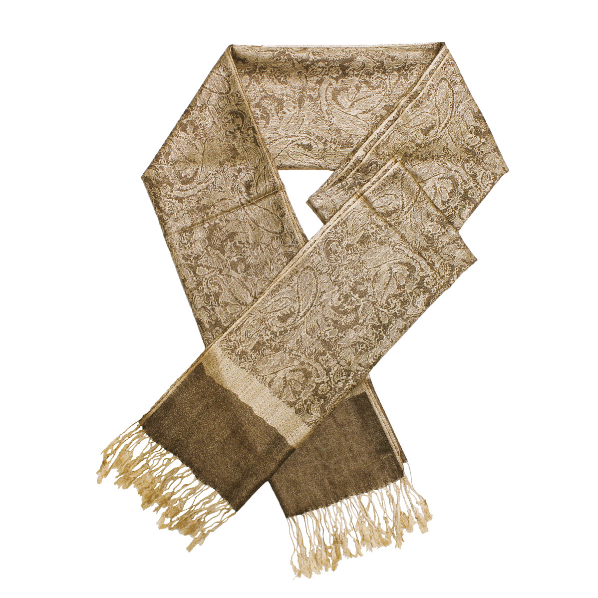 Tan Brown Paisley Pashmina Scarves